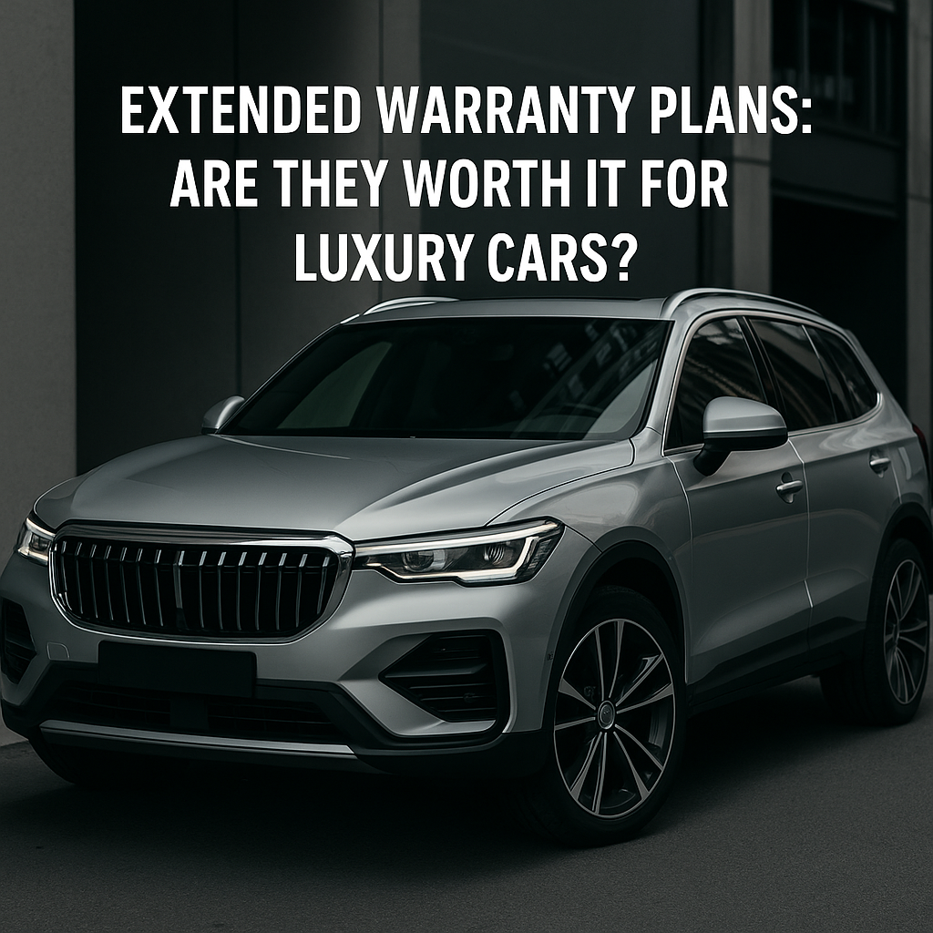 Luxury car parked in a showroom used for explaining extended warranty plans