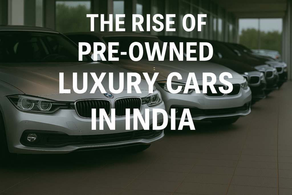 Pre-owned luxury cars India displayed in a dealership lineup showing rising demand in the luxury car market.